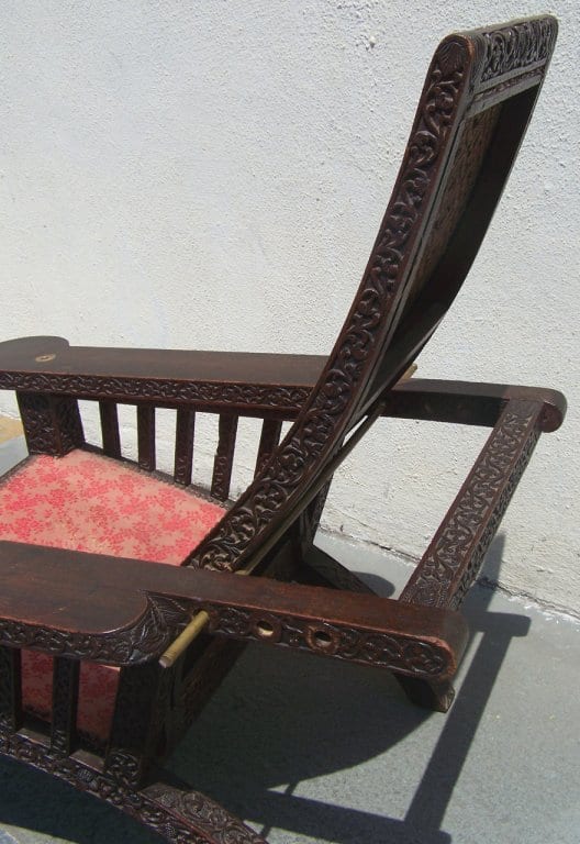 19th Century Anglo-Indian Carved and Caned Campeche Chair