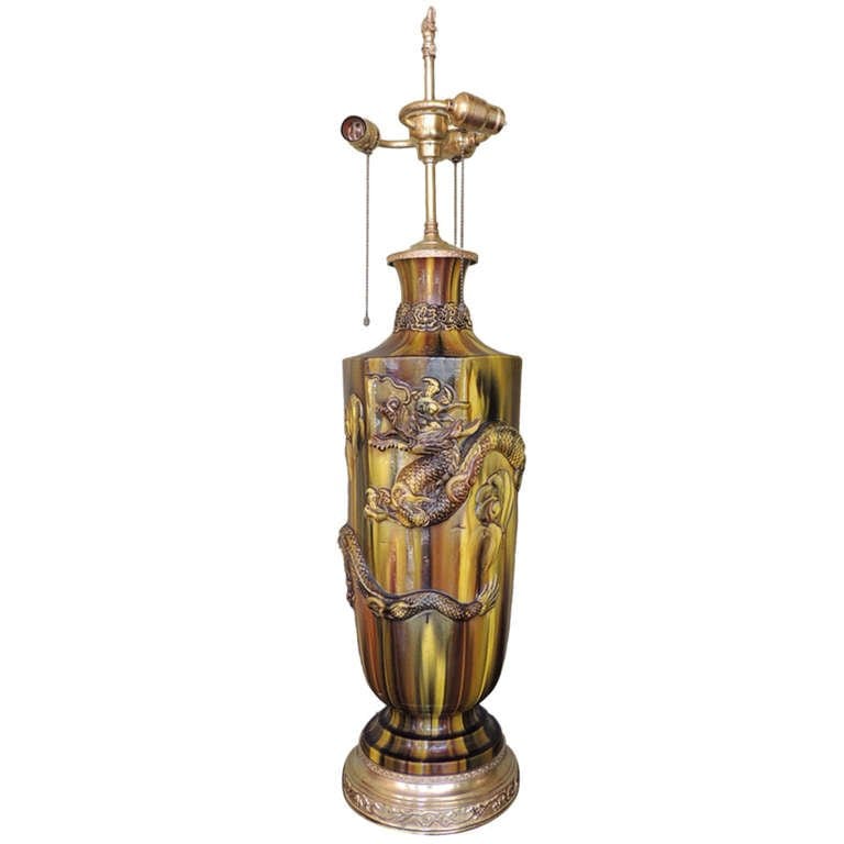 19th Century Chinese Glazed Ceramic Lamp