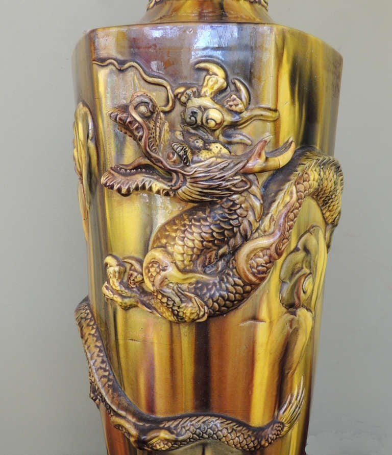 19th Century Chinese Glazed Ceramic Lamp