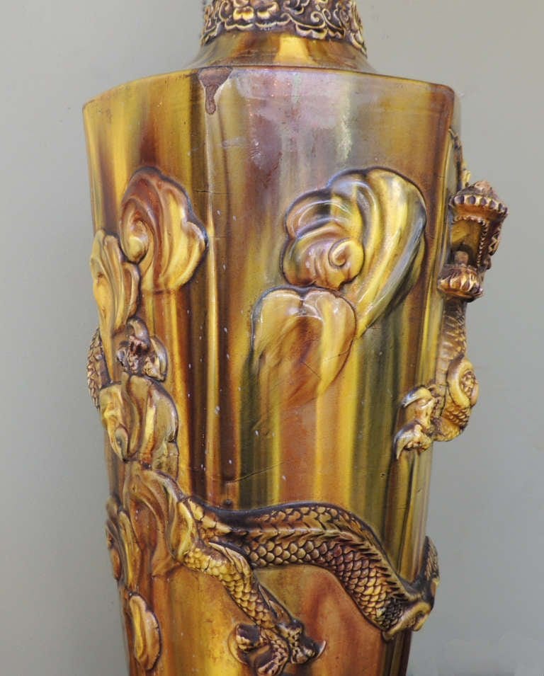19th Century Chinese Glazed Ceramic Lamp