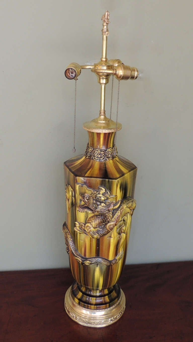 19th Century Chinese Glazed Ceramic Lamp