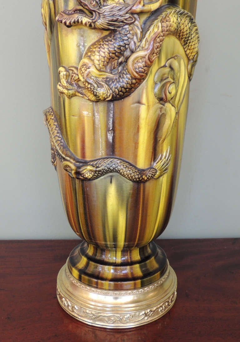 19th Century Chinese Glazed Ceramic Lamp