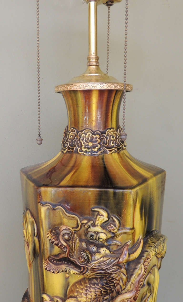 19th Century Chinese Glazed Ceramic Lamp