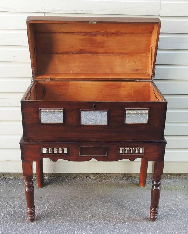 19th Century Spanish Colonial Cedar Wedding Case on Stand