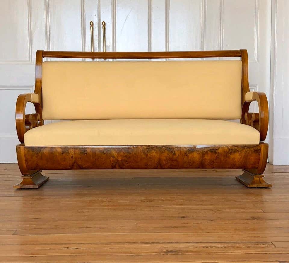 Vienna Biedermeier Sofa with Carved Scalloped Arms - Image 2