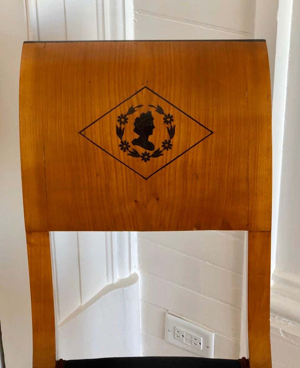 Set of 4 Austrian Scrolled Back Side Chairs with Ebony Inlaid Silhouettes - Image 5