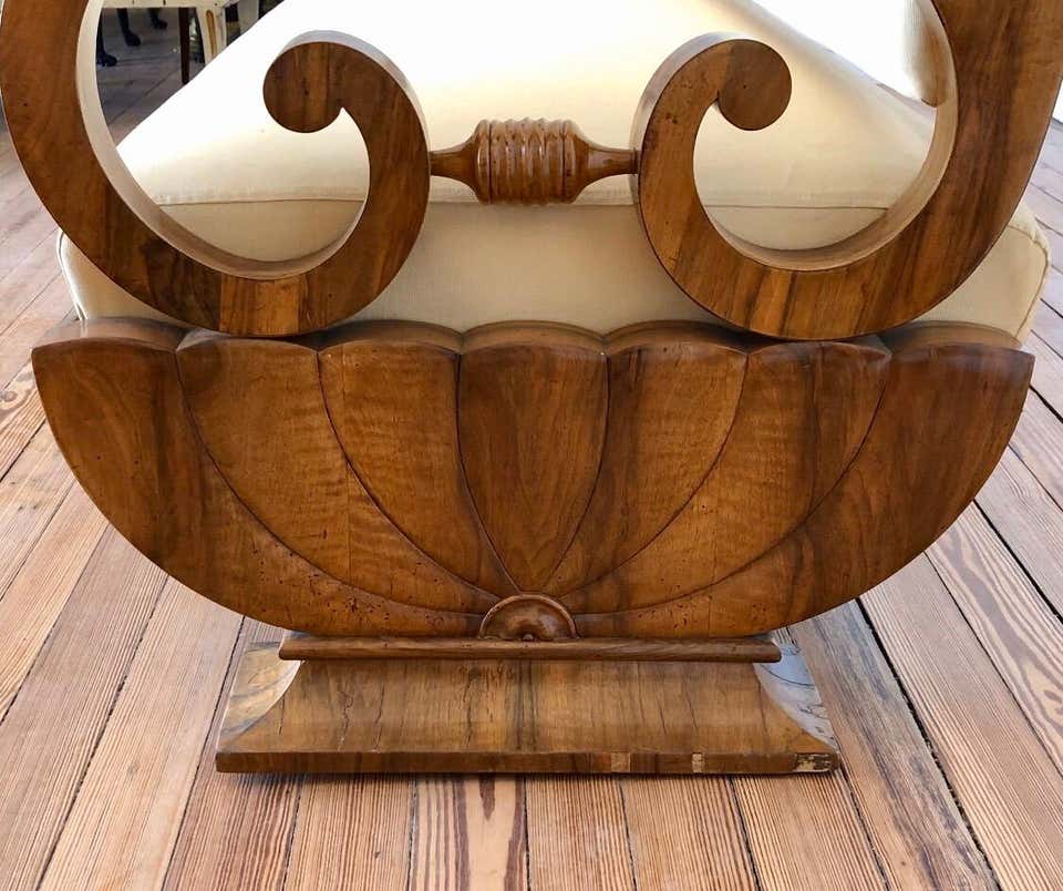 Vienna Biedermeier Sofa with Carved Scalloped Arms - Image 4