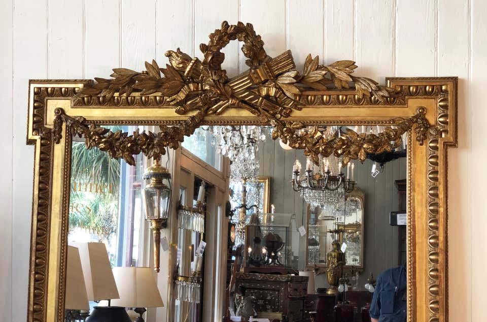 19th Century French Louis XVI Style Gilded Mirror - Image 3