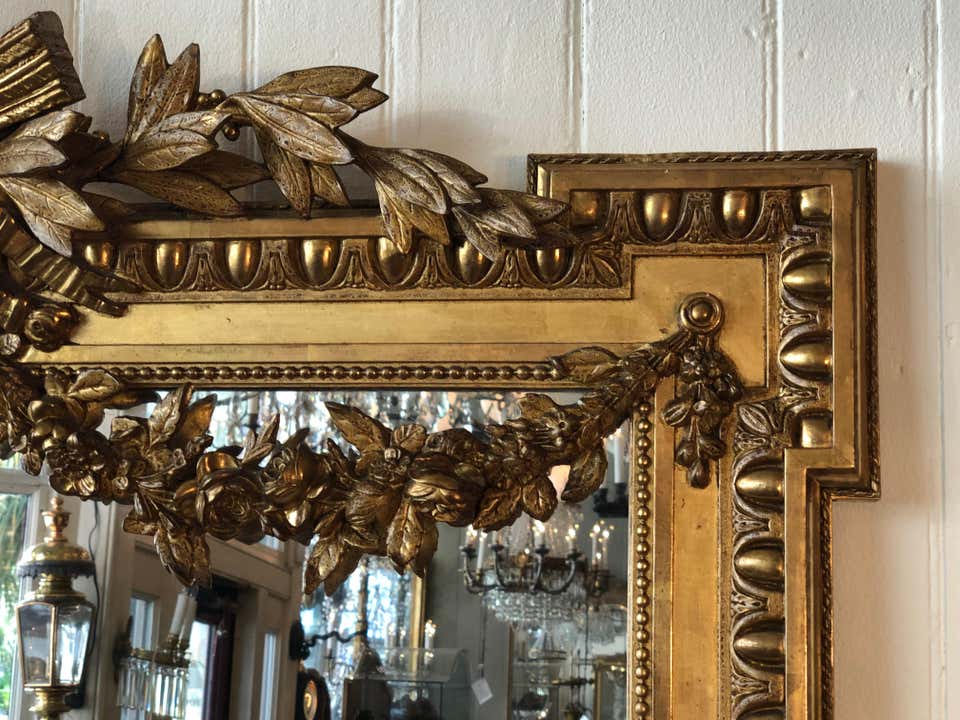 19th Century French Louis XVI Style Gilded Mirror - Image 4