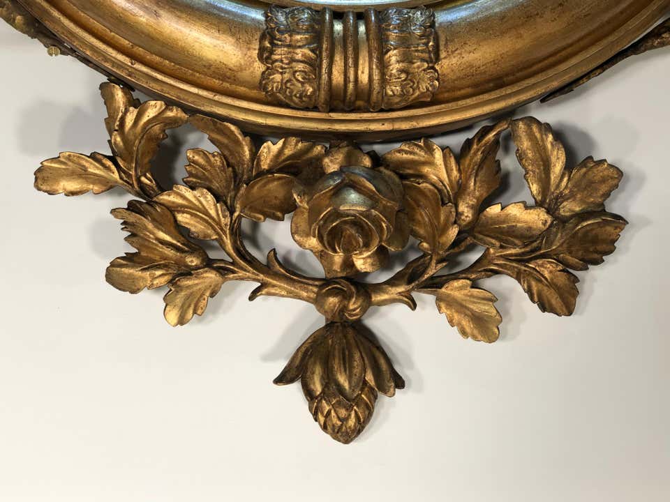 19th Century English Regency Convex Looking Glass with Girandole Arms - Image 4