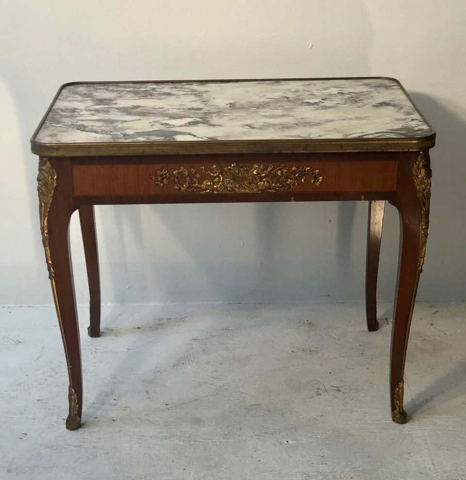 Louis XV Style Marble-Top Coffee Table with Bronze Mounts - Image 2