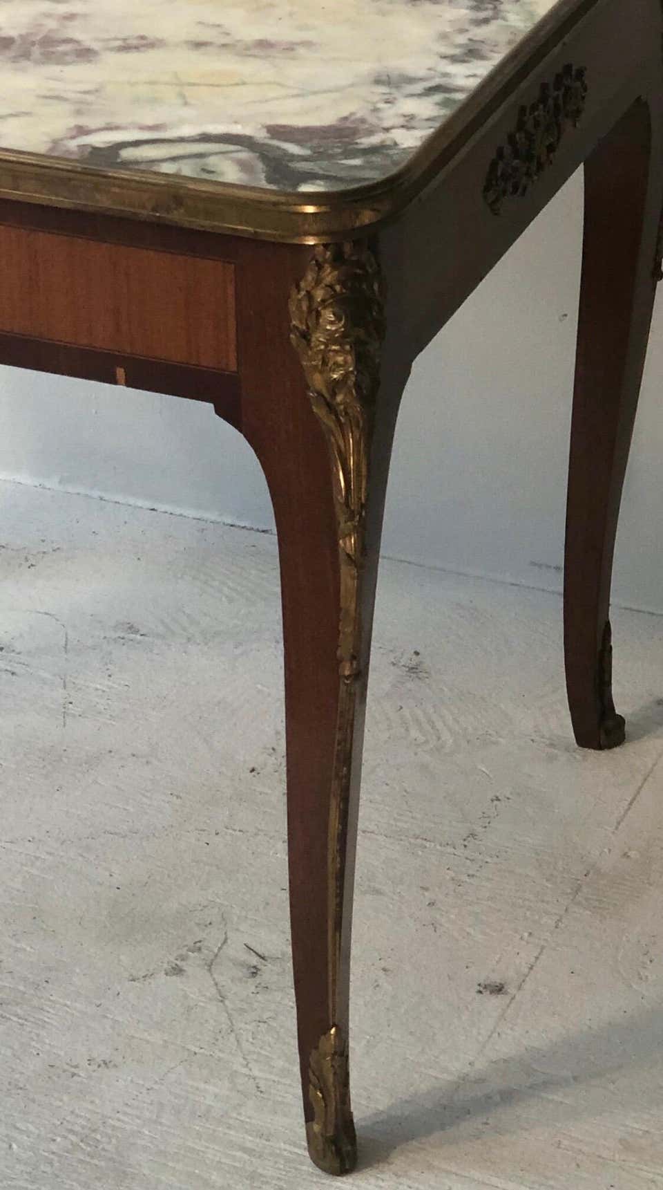 Louis XV Style Marble-Top Coffee Table with Bronze Mounts - Image 5
