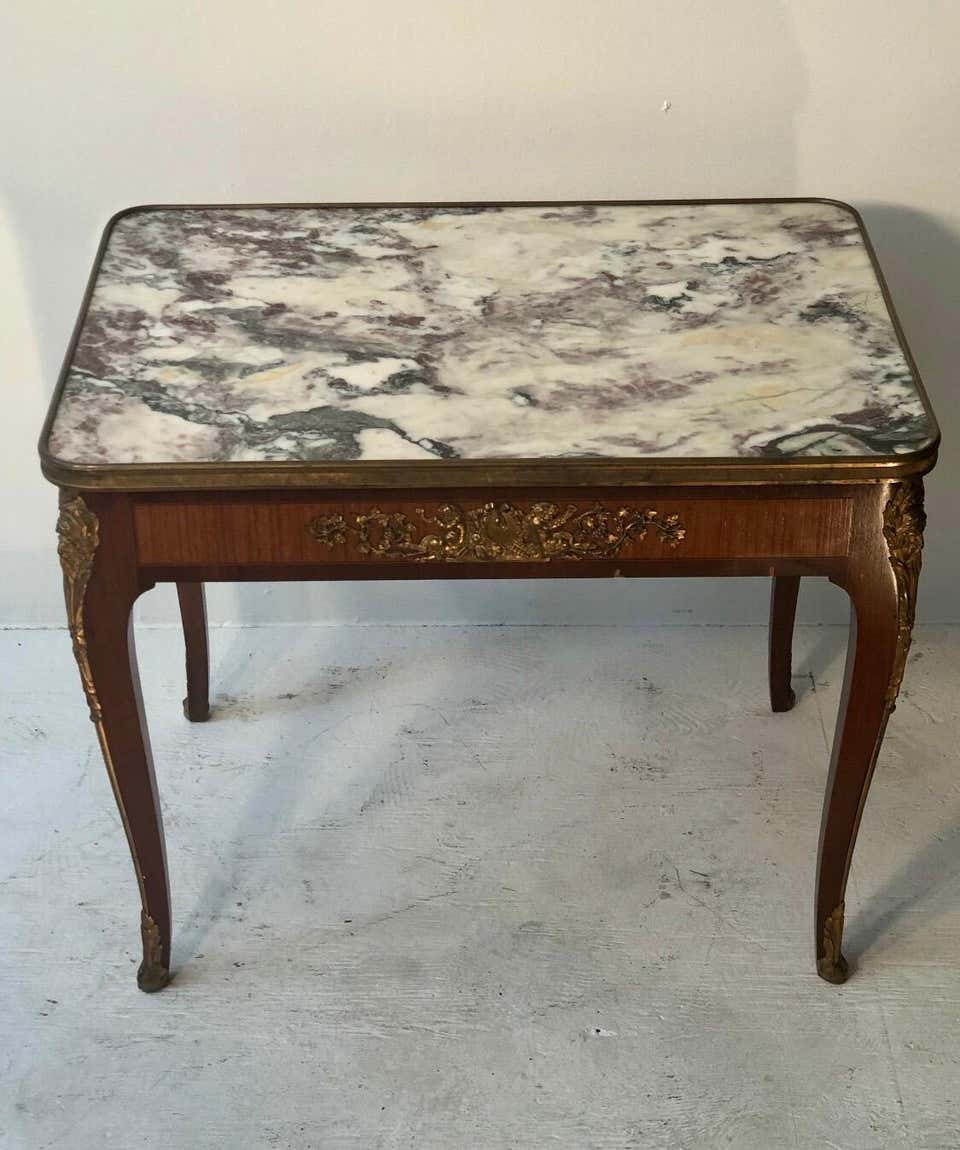 Louis XV Style Marble-Top Coffee Table with Bronze Mounts - Image 6