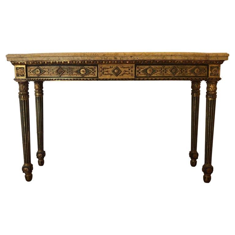 Neoclassical Painted Italian Marble Top Console, 18th Century