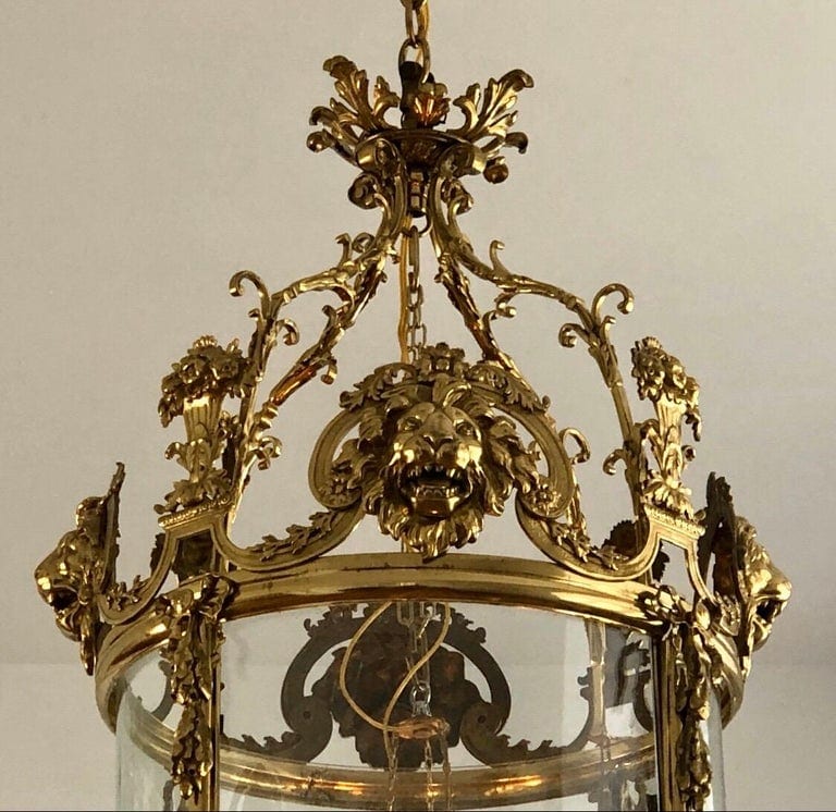 English Regency Brass Lantern with Lion Mask, 19th Century - Image 8
