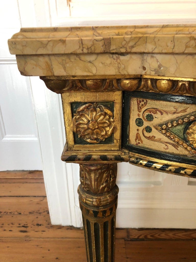 Neoclassical Painted Italian Marble Top Console, 18th Century - Image 6