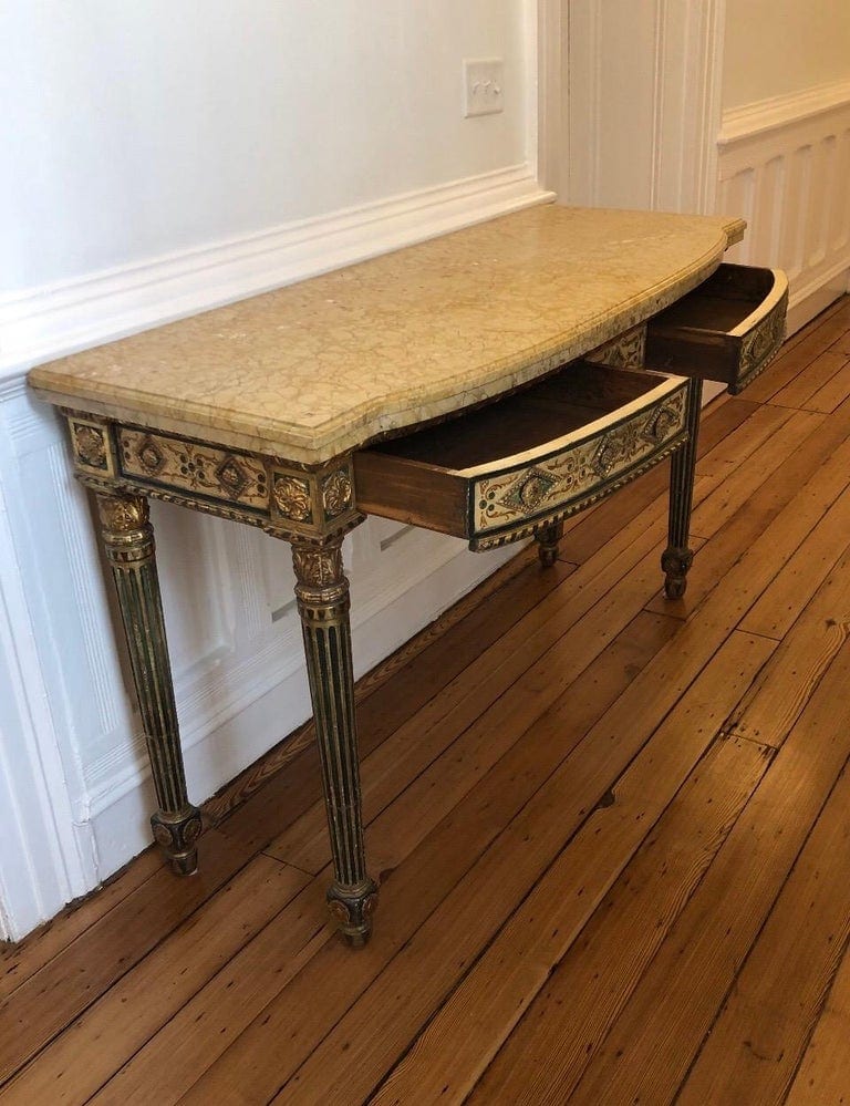 Neoclassical Painted Italian Marble Top Console, 18th Century - Image 9
