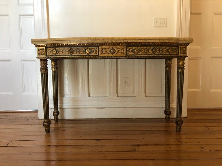 Neoclassical Painted Italian Marble Top Console, 18th Century - Image 2