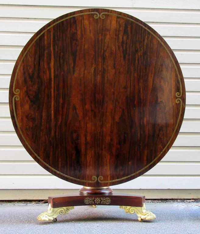 19th Century English Regency Rosewood Breakfast Table with Gilt Paw Feet - Image 2
