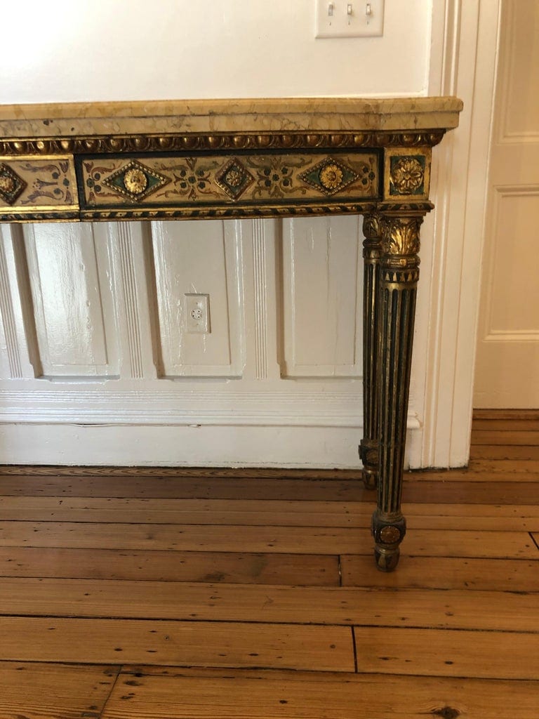 Neoclassical Painted Italian Marble Top Console, 18th Century - Image 3