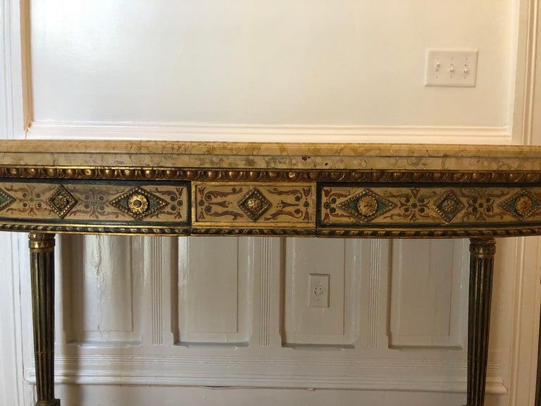 Neoclassical Painted Italian Marble Top Console, 18th Century - Image 4