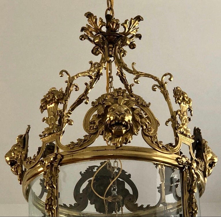 English Regency Brass Lantern with Lion Mask, 19th Century - Image 3