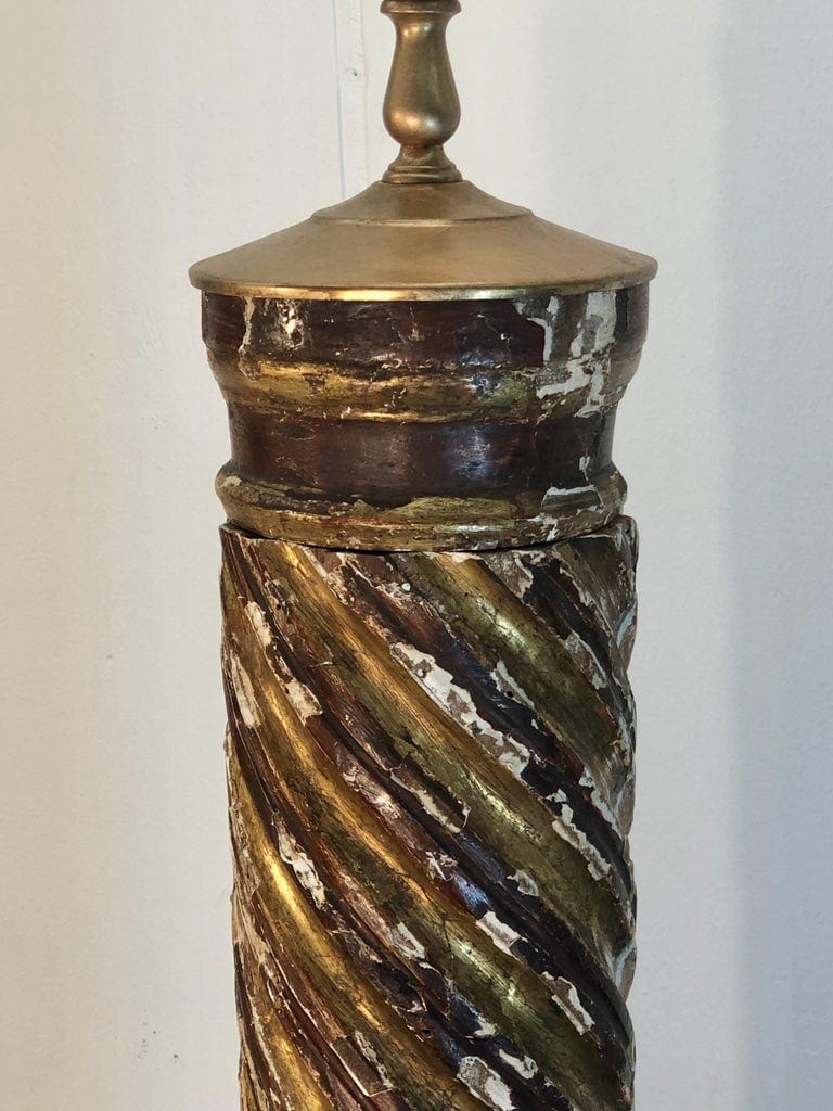 Pair of Mid-18th Century Italian Giltwood Column Lamps - Image 9