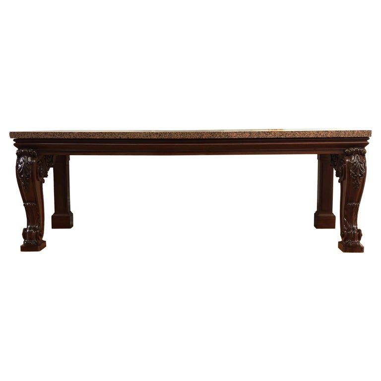 Important Irish Georgian Carved Mahogany Granite Slab Console / Hall Table