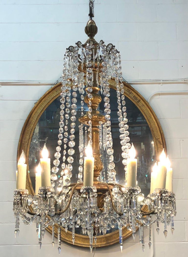 18th C. Italian Giltwood, Bronzed Lacquer & Crystal Louis XVI