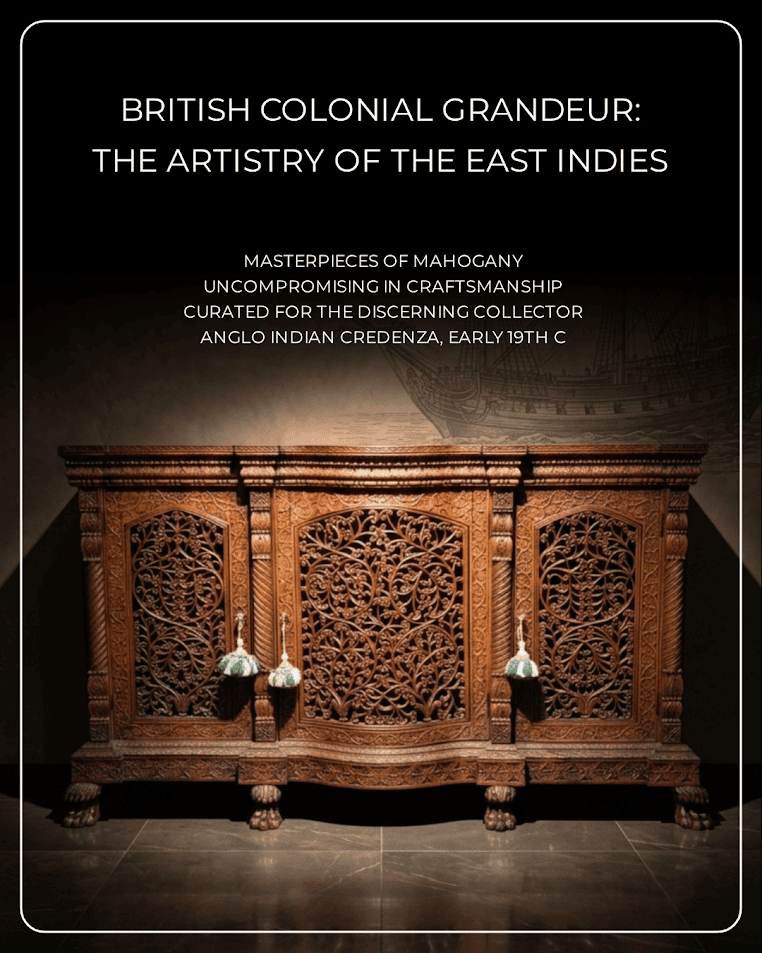 19th C. Anglo Indian Regency Carved Mahogany & Padouk Sideboard / Credenza
