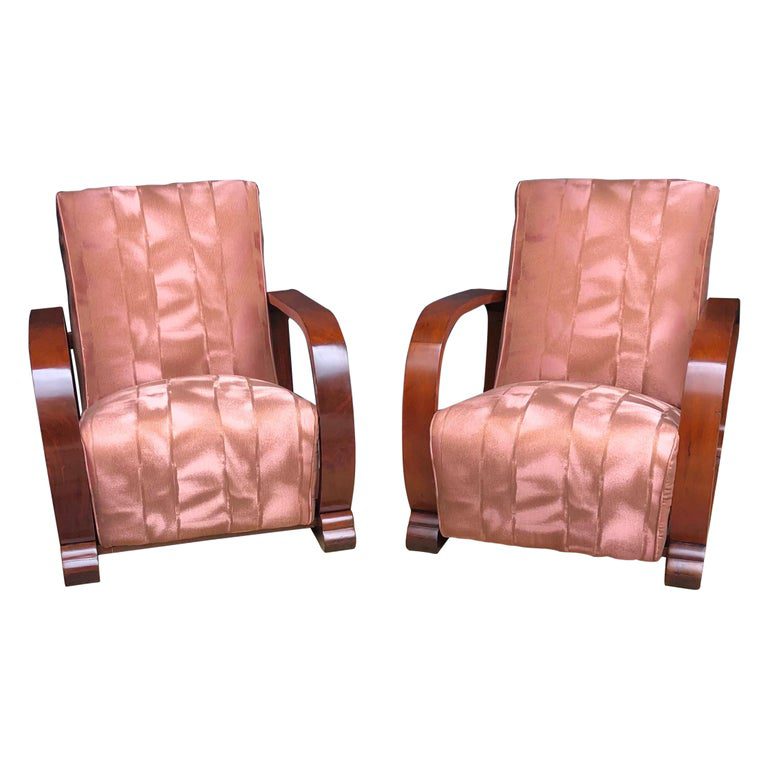 Art Deco Jamaican Mahogany Loop Club Chairs, 20th Century