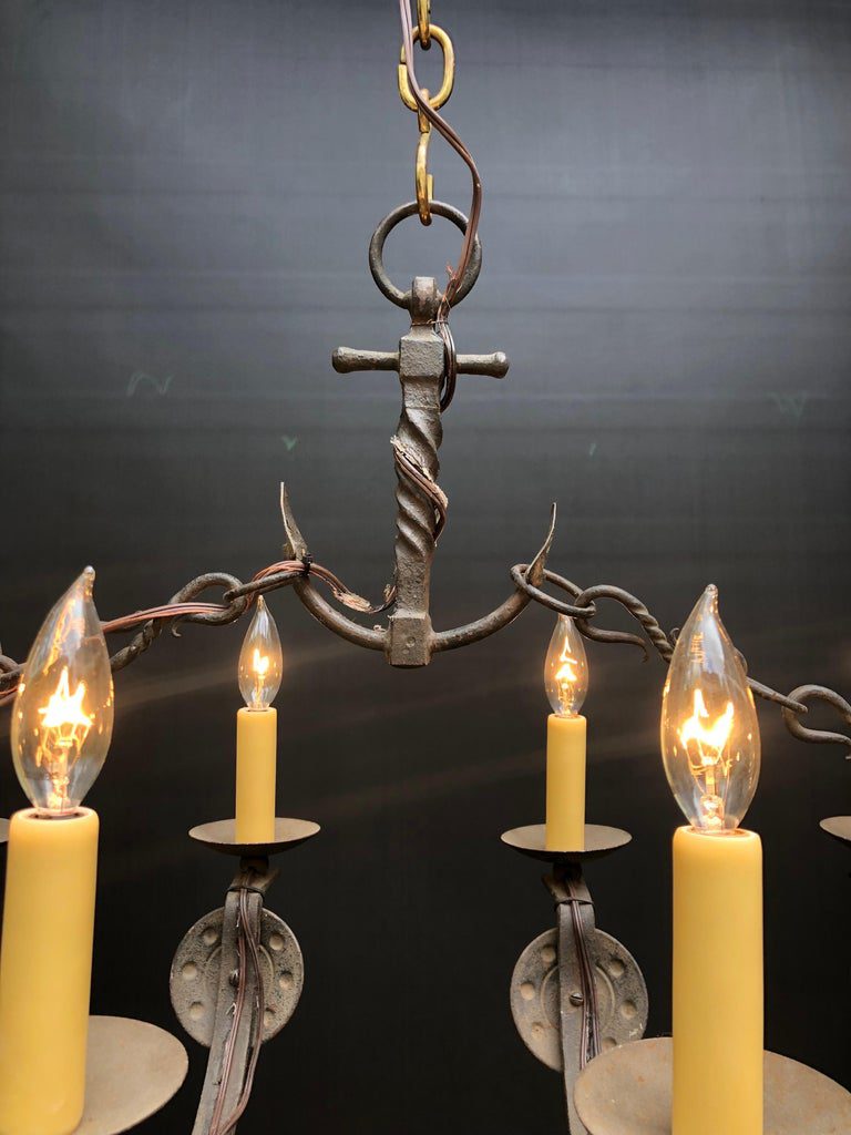 French Wrought Iron Viking Dragon Ship Chandelier - Image 3